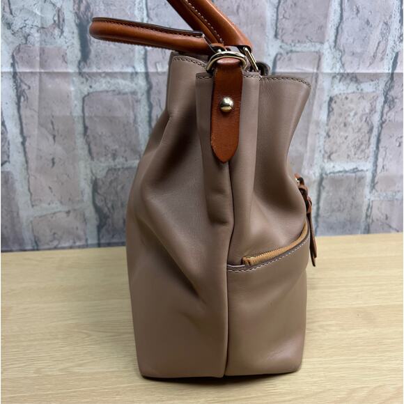 Dooney & Bourke Light Brown City Dawson European Smooth Leather Satchel Bag - Picture 5 of 14